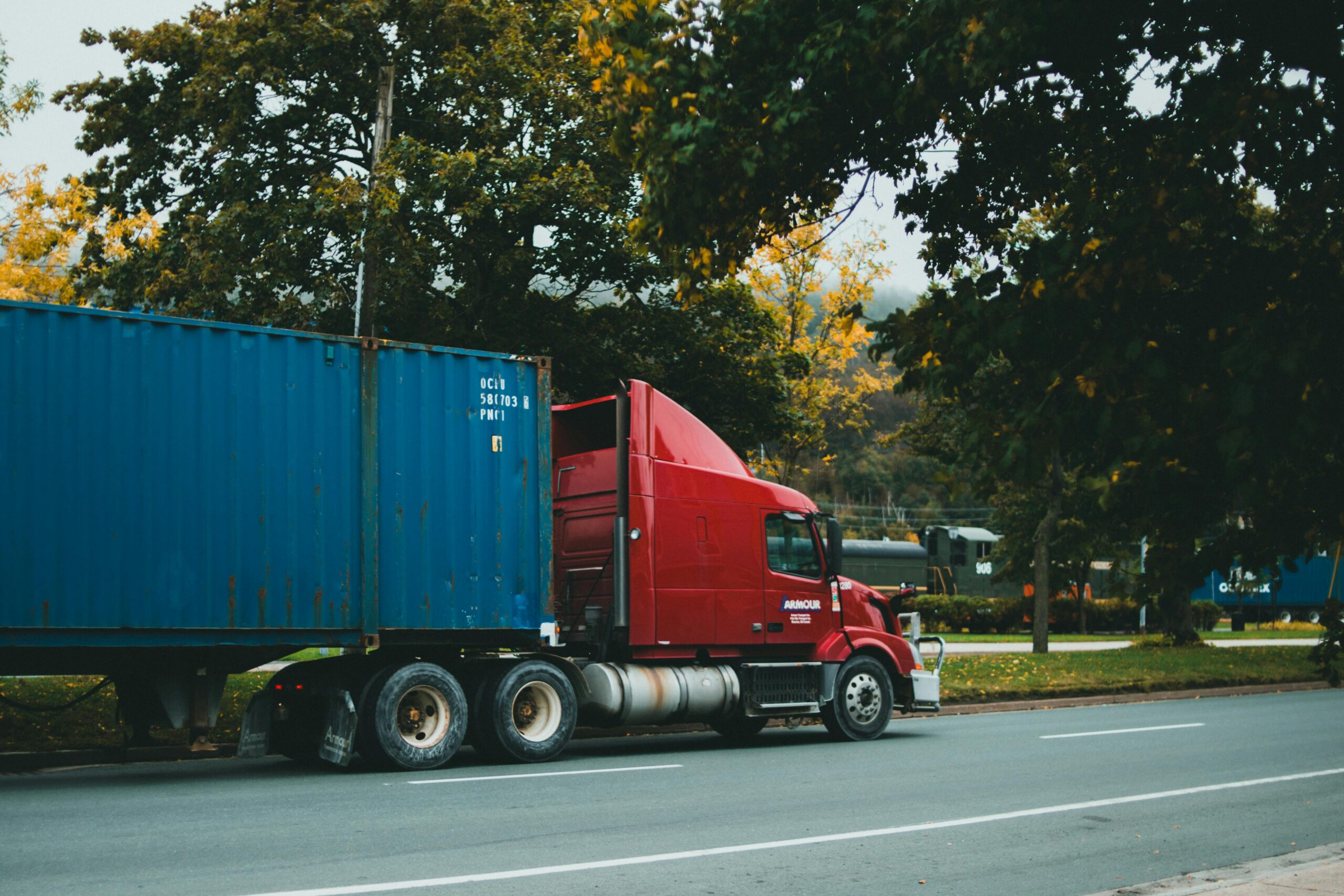 Truck on Road near Park